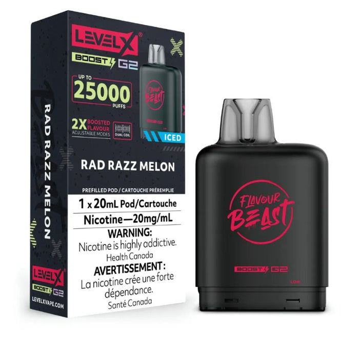 Federal *EXCISED* RTL - Nicotine Pod Flavour Beast Level X Boost G2 Rad Razz Melon