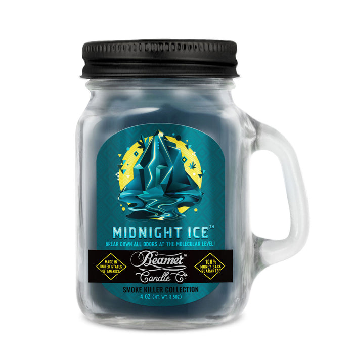 Candle Beamer Double Shot Smoke Killer Collection Midnight Ice Small Glass Mason Jar 4oz - Beamer