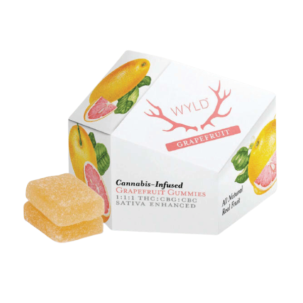 Edibles Solids - MB - WYLD Real Fruit Grapefruit 1-1-1 THC-CBG-CBC Gummies - Format: