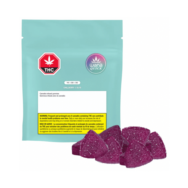 Edibles Solids - SK - Wana Quick Chillberry 1-10-10 THC-CBD-CBG Gummies - Format: