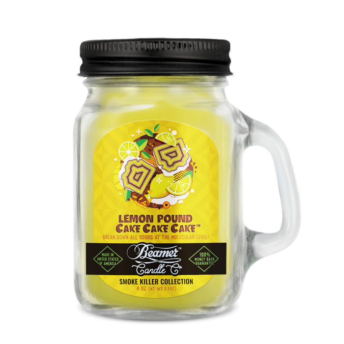 Candle Beamer Double Shot Smoke Killer Collection Lemon Pound Cake Cake Cake Small Glass Mason Jar 4oz - Beamer