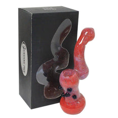 Glass Bubbler Genuine Pipe Co 6" Stand Up Red Aztec - Genuine Pipe Co.