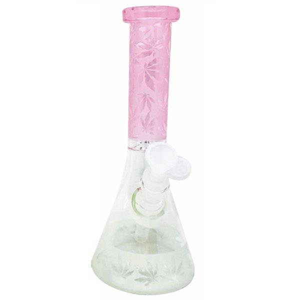 Cheech Glass - 10" Sandblasted Cannabis Leaf Beaker - Cheech Glass