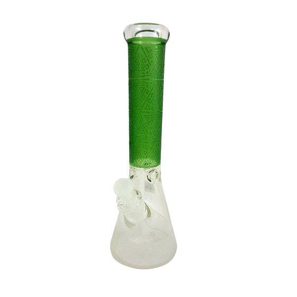 Cheech Glass - 14" Sandblasted Illuminati Beaker - Green - Cheech Glass