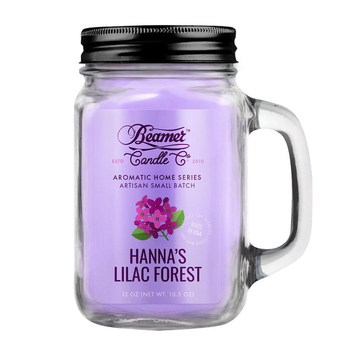 Candle Beamer Aromatic Home Series Hanna's Lilac Forest Large Glass Mason Jar 12oz - Beamer