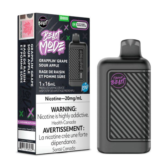 *EXCISED* RTL - Flavour Beast Beast Mode Disposable Vape Rechargeable Grapplin’ Grape Sour Apple Iced - Flavour Beast