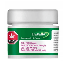 Cannabis Topicals - AB - LivRelief Transdermal 1-1 THC-CBD Cream - Format: - LivRelief