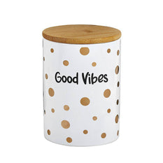 Deluxe Canister Stash Jar Gold Dots Good Vibes - Roasted and Toasted