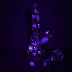 Glass Bong and Pipe Pulsar Fruit Series Peaches & Cream Glow Beaker 10" and Spoon 5.25" - Pulsar