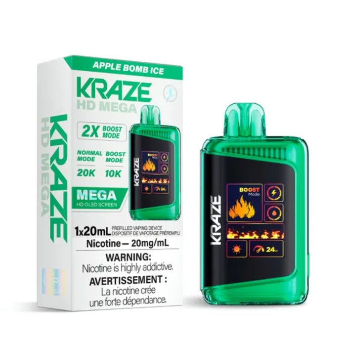 *EXCISED* RTL - Disposable Vape Kraze HD Mega 20k Puff Apple Bomb Ice