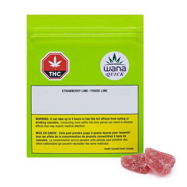 Edibles Solids - MB - Wana Quick Strawberry Lime 1-1 THC-CBD