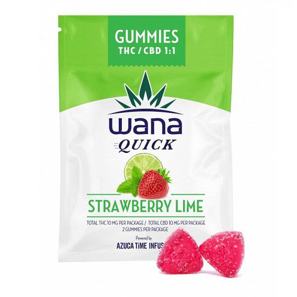 Edibles Solids - SK - Wana Quick Strawberry Lime 1-1 THC-CBD Gummies - Format: - Wana