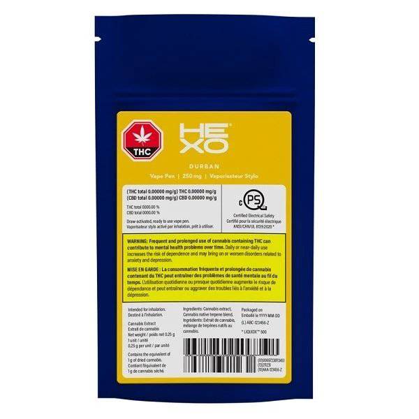 Extracts Inhaled - MB - Hexo Durban THC Disposable Vape Pen - Format: - Hexo