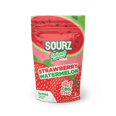 Edibles Solids - MB - Sourz By Spinach Strawberry Watermelon 1-4 THC-CBG Gummies - Format: