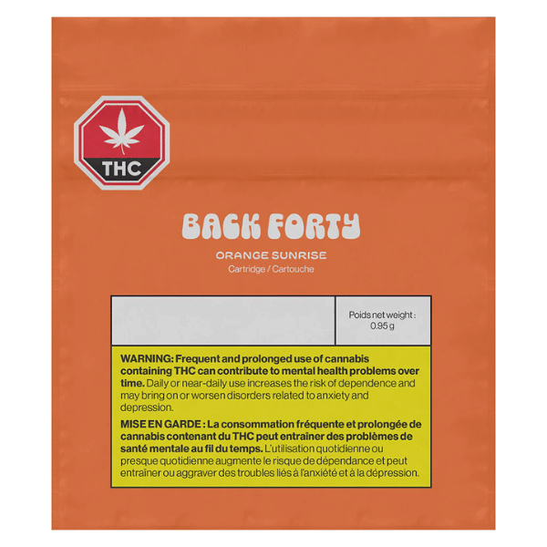 Extracts Inhaled - SK - Back Forty Orange Sunrise THC 510 Vape Cartridge - Format: - Back Forty