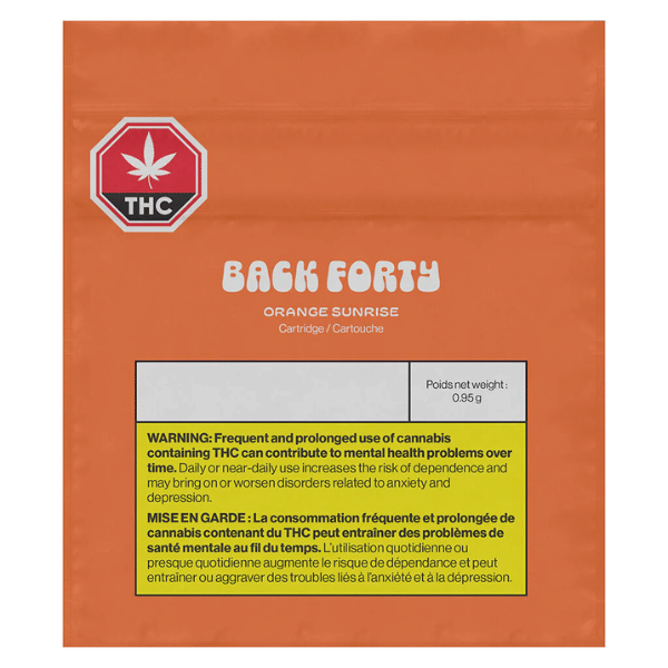 Extracts Inhaled - MB - Back Forty Orange Sunrise THC 510 Vape Cartridge - Format: - Back Forty