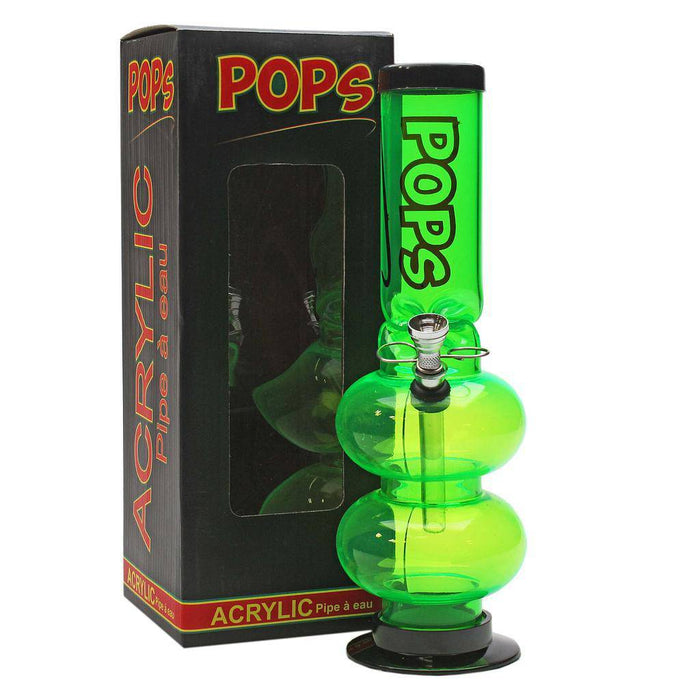Acrylic Bong Pops 12" Ice Catcher Double Bubble Base - Pops