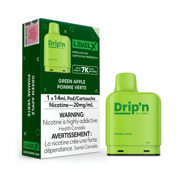 *EXCISED* RTL - Disposable Vape Level X Drip'n Pod Green Apple 14ml - Drip'n