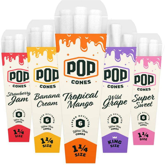 RTL - Pre Rolled Cones Pop Ultra Thin 1.25 Assorted Flavor 6 Per Pack - Pop Cones