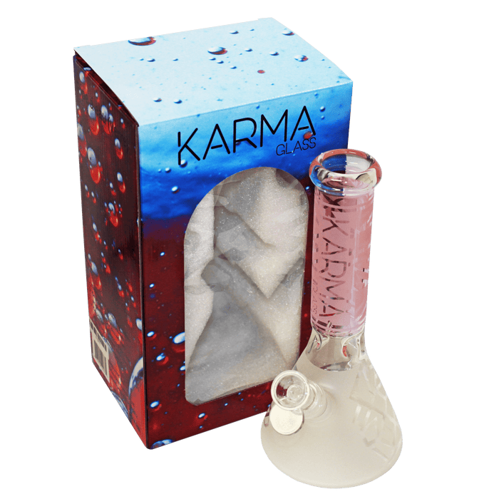 Glass Bong Karma 9" Beaker Pink Sandblasted - Karma