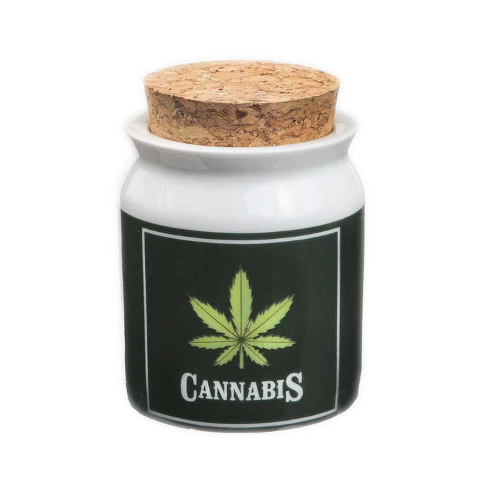 Ceramic Cannabis Cork Stash Jar Small - Roasted and Toasted