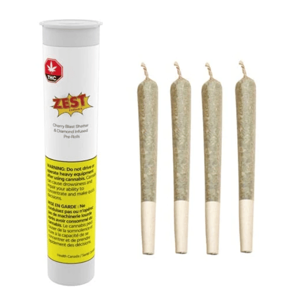 Extracts Inhaled - MB - Zest Cannabis Cherry Blast Shatter & Diamonds Infused Pre-Roll - Format: - Zest Cannabis