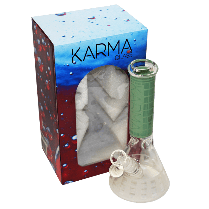 Glass Bong Karma 9" Beaker Green Sandblasted - Karma