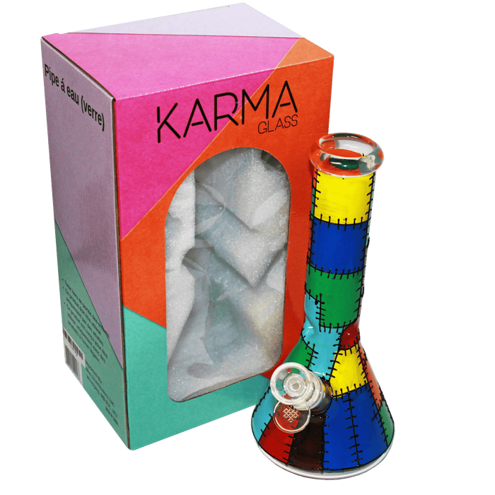 Glass Bong Karma 9" Beaker Stitched Up Design - Karma