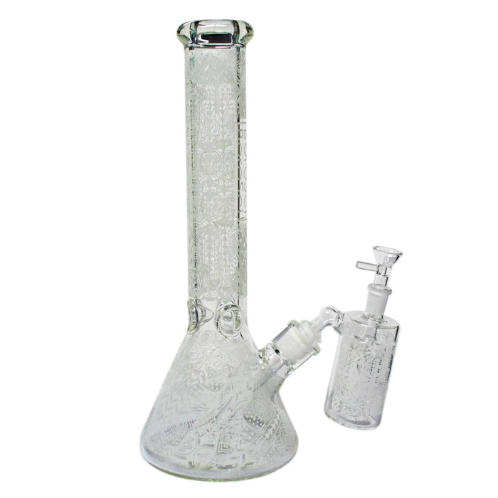 Glass Bong BoroSci 15" Glow In The Dark With Ash Catcher - BoroSci