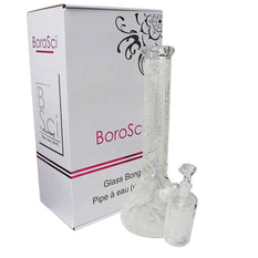 Glass Bong BoroSci 15" Glow In The Dark With Ash Catcher - BoroSci