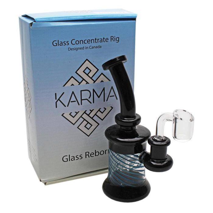 Glass Rig Karma Bent Neck Black and Worked With Banger - Karma