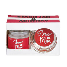 Glass Stash Jar And Ashtray Set Red Stoner Mom - Roasted and Toasted