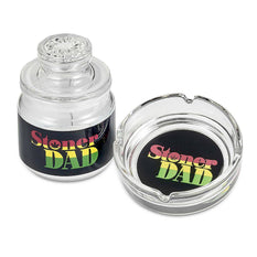 Glass Stash Jar And Ashtray Set Stoner Dad - Roasted and Toasted