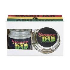 Glass Stash Jar And Ashtray Set Stoner Dad - Roasted and Toasted