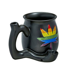 Premium Roast & Toast Ceramic Mug w/ Pipe - Matte Black & Rainbow Leaf - Roasted and Toasted