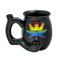 Premium Roast & Toast Ceramic Mug w/ Pipe - Matte Black & Rainbow Leaf - Roasted and Toasted