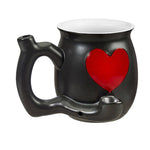 Premium Roast & Toast Ceramic Mug w/ Pipe - Matte Black & Red Heart - Roasted and Toasted