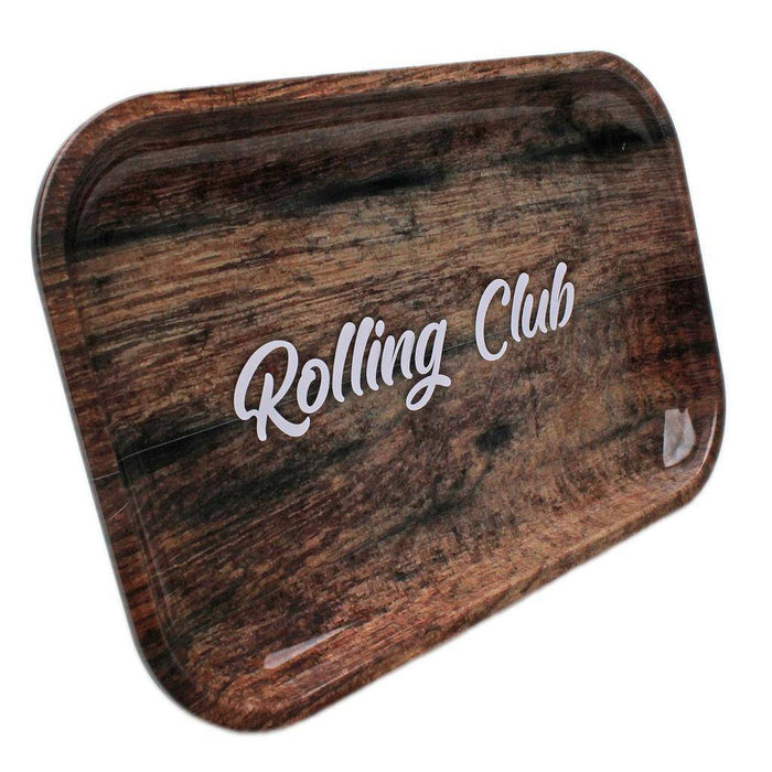 Rolling Club Metal Rolling Tray - Medium - Woodgrain - Rolling Club