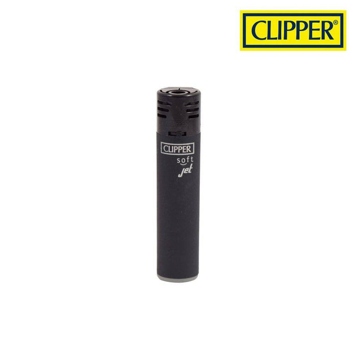 RTL - Clipper Round Plastic Jet Flame soft black lighter - Clipper