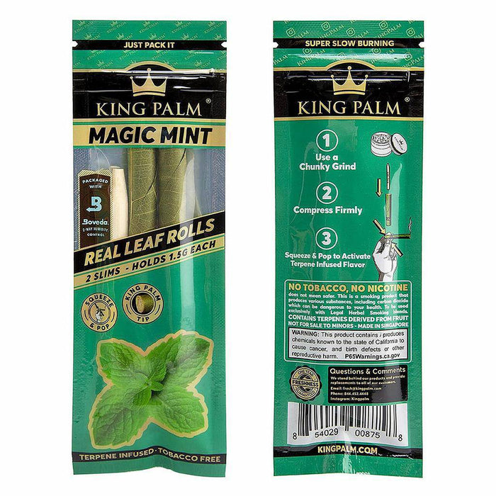 RTL - King Palm Pre-Roll Pouch - Slim Magic Mint- 2 Per Pack - King Palm