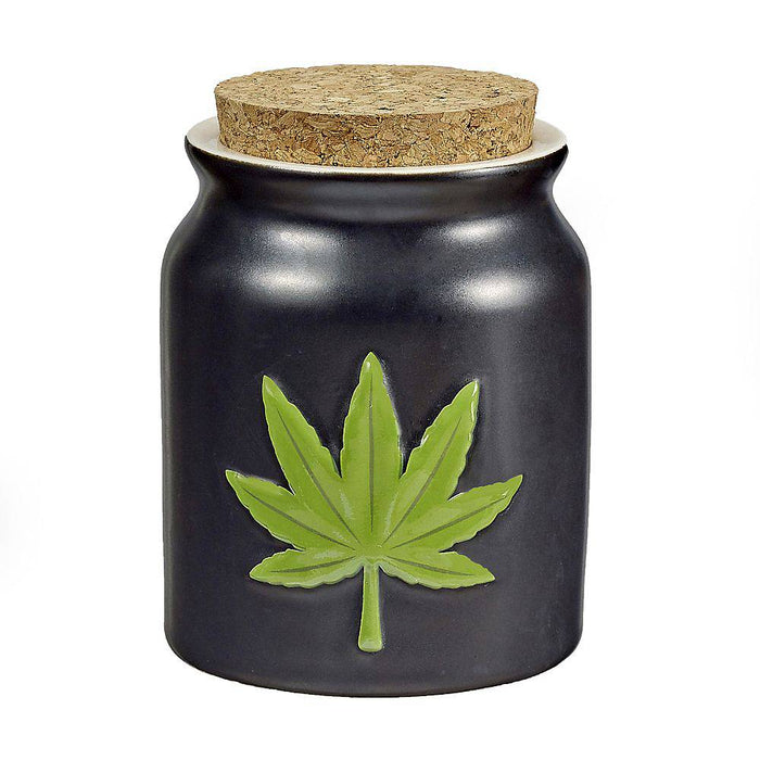 Storage Jar Green Embossed Leaf Stash Jar - Roasted and Toasted