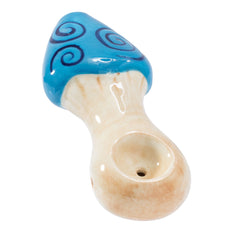 Ceramic Pipe Wacky Bowlz Blue Swirl Mushroom 4" - Wacky Bowlz