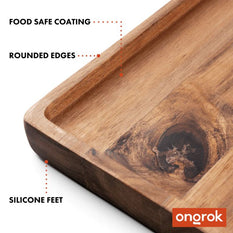 Rolling Tray Ongrok Wood Acacia Tray Medium Stone - Ongrok