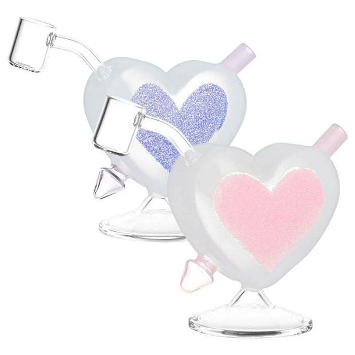 Glass Rig Heart Sparkles Glass Mini Rig 4.5" - Unbranded