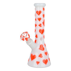 Glass Bong Valentine's Day Heart Glow In The Dark Beaker 10" - Unbranded