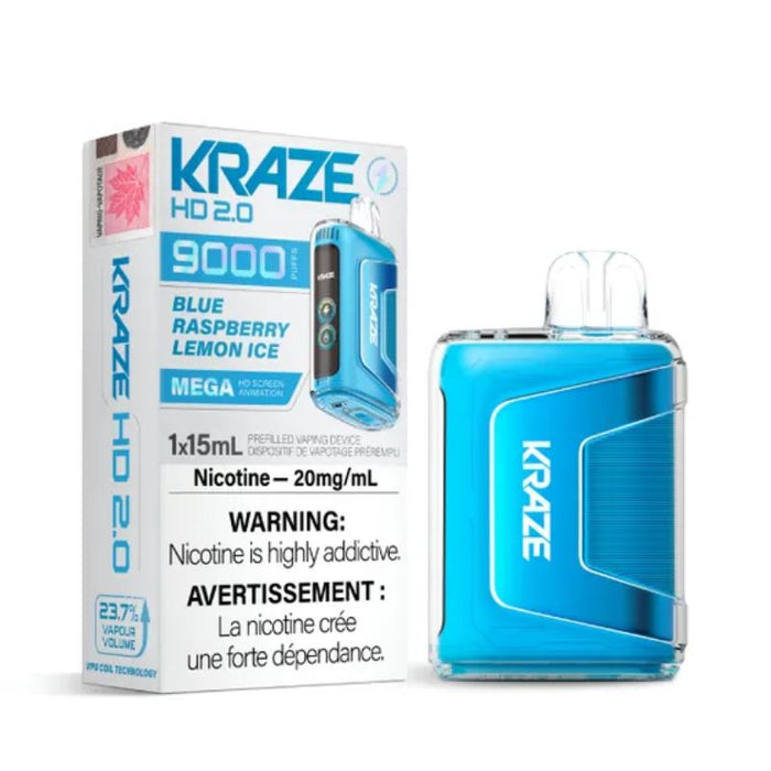 *EXCISED* RTL - Kraze Disposable Vape HD 2.0 Rechargable 650mAh Blue Raspberry Lemon Ice 15ml - Kraze