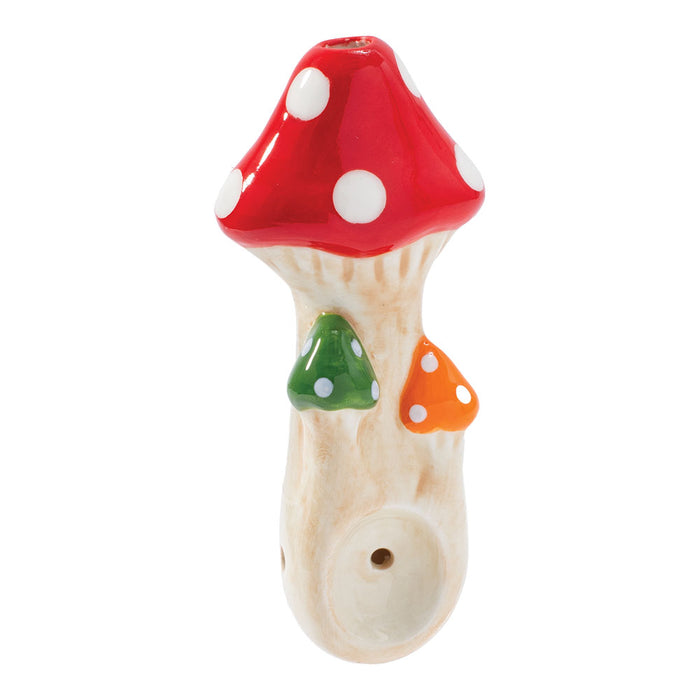 Ceramic Pipe Wacky Bowlz Tri Mushroom 4" - Wacky Bowlz