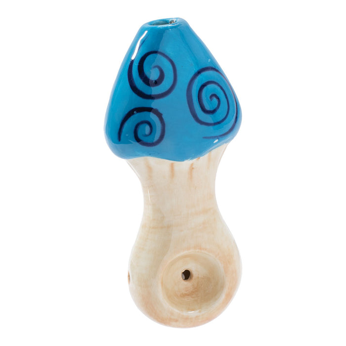 Ceramic Pipe Wacky Bowlz Blue Swirl Mushroom 4" - Wacky Bowlz