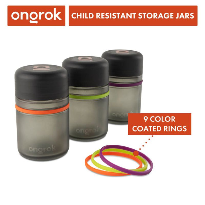 Glass Storage Jar Ongrok Child Resistant 180ml 14 gram Pack of 3 - Ongrok